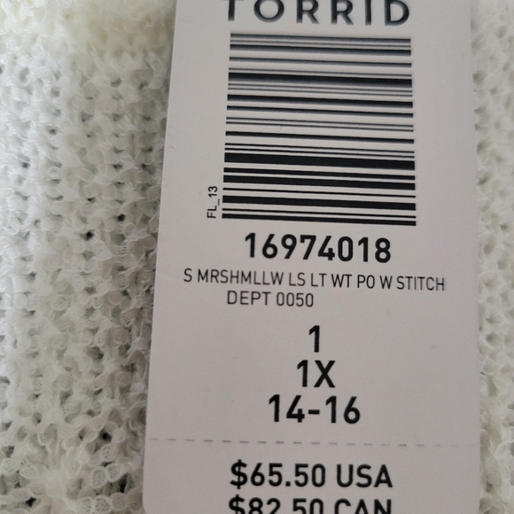 Torrid SIZE 1 EXTRA LARGE IVORY POINTELLE PULLOVER BALLOON SLEEVE SWEATER NWT - Picture 4 of 10